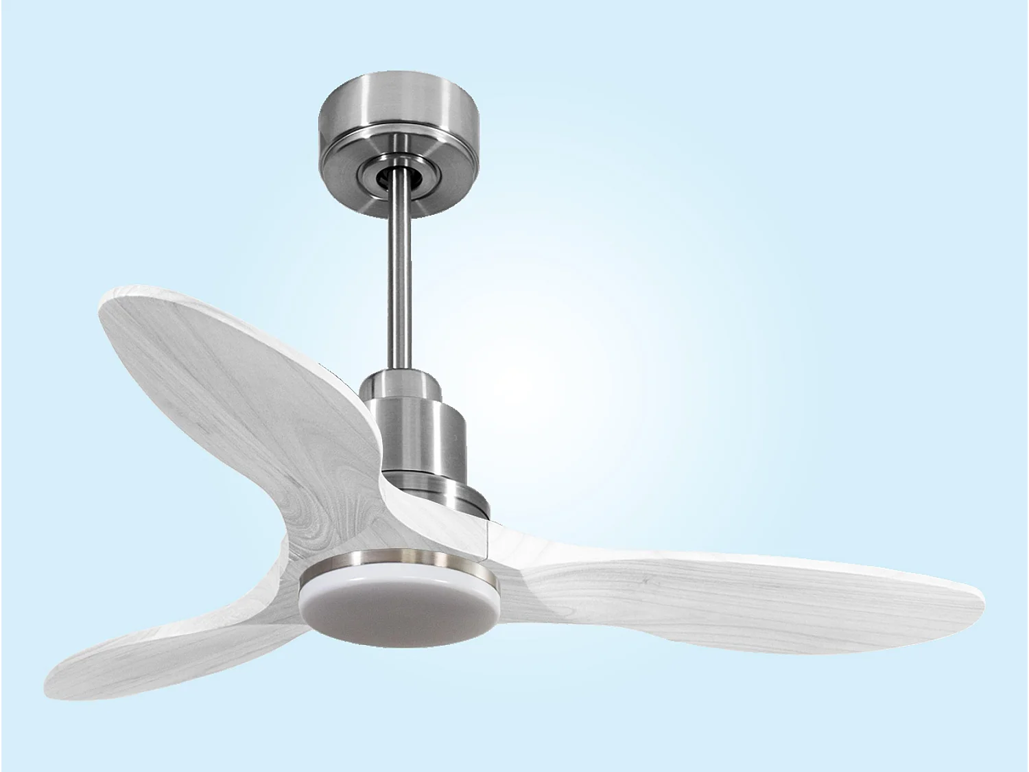 Ventilateur de plafond Réversible  Thermostat Dimmable Wifi Moteur à courant continu Toits en pente Télécommande Lumière à trois tons Hypersilence Mémoire