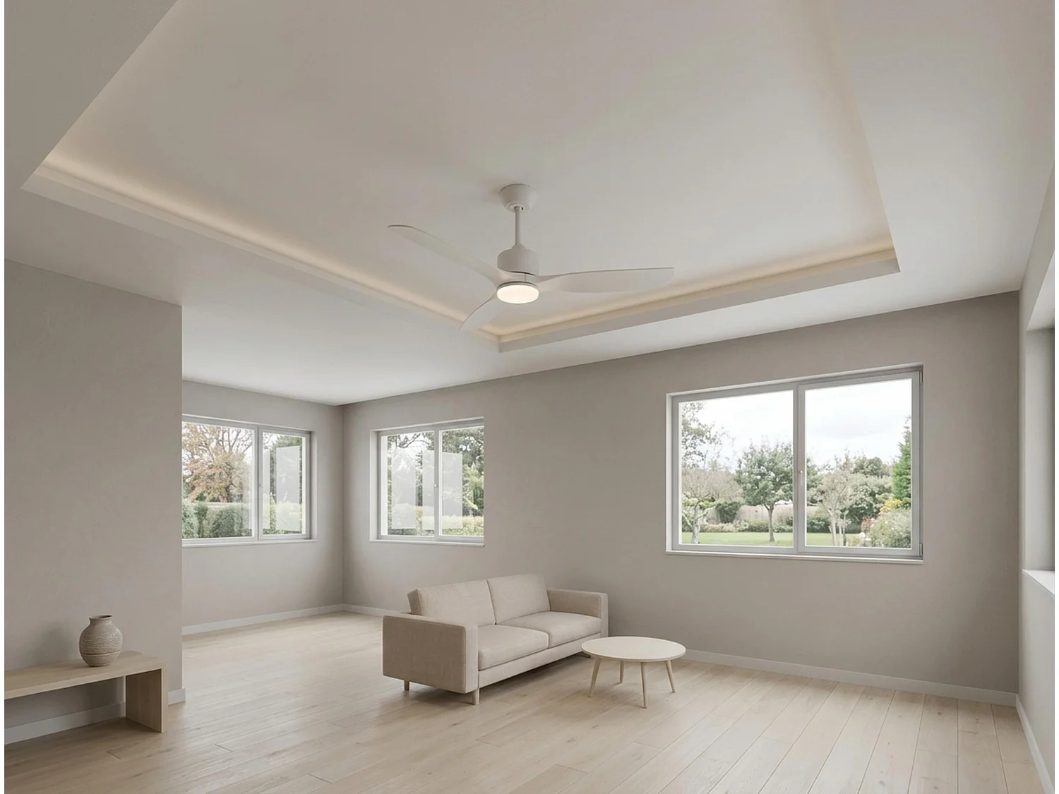 Ventilateur de plafond Réversible  Thermostat Dimmable Wifi Moteur à courant continu Toits en pente Télécommande Lumière à trois tons Hypersilence Mémoire