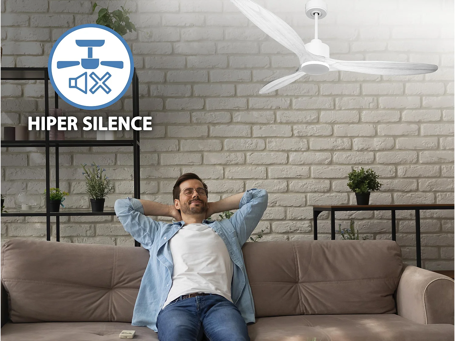 Ventilateur de plafond Réversible  Thermostat Wifi Moteur à courant continu Toits en pente Télécommande Hypersilence Mémoire Shopify Vendible (AUTOMATIQUE)