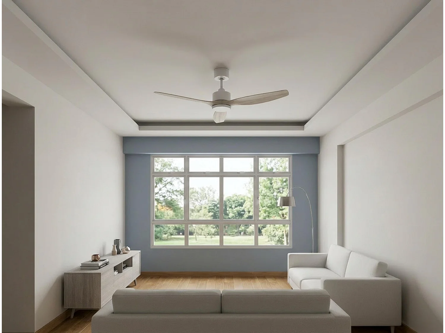 Ventilateur de plafond Réversible  Thermostat Wifi Moteur à courant continu Toits en pente Télécommande Hypersilence Mémoire Shopify Vendible (AUTOMATIQUE)