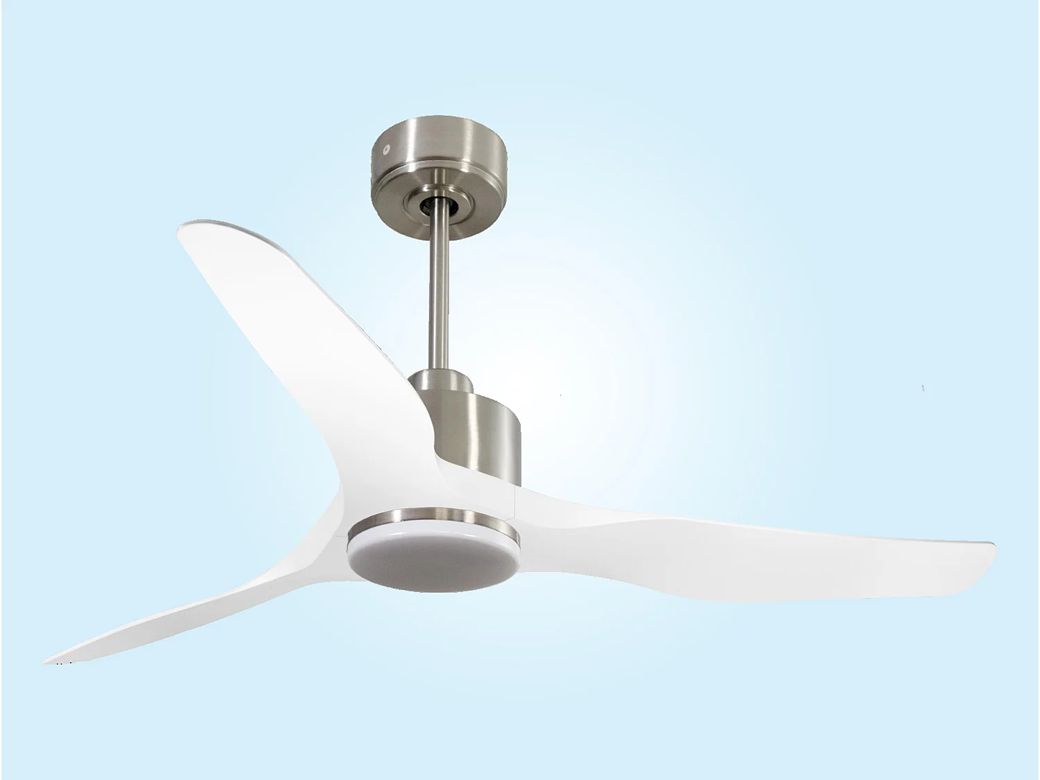 Ventilateur de plafond Réversible  Thermostat Dimmable Wifi Moteur à courant continu Toits en pente Télécommande Lumière à trois tons Adaptateur 2/3 Lames