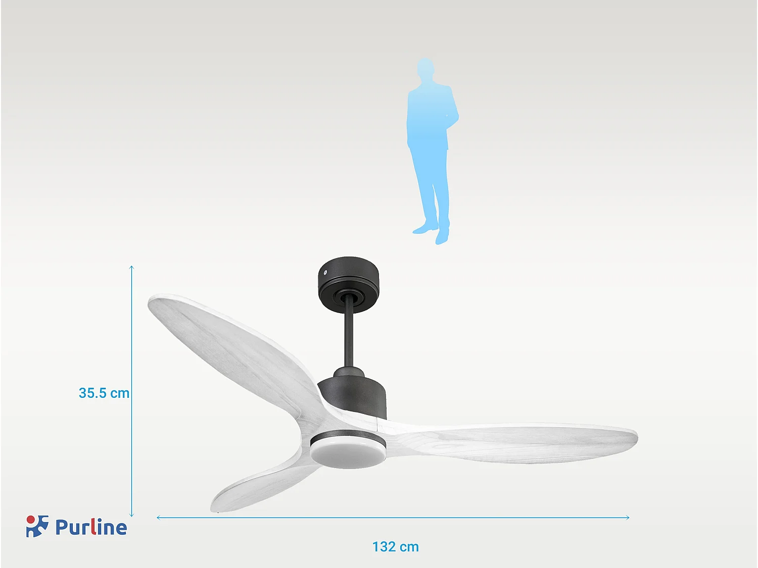 Ventilateur de plafond Réversible  Thermostat Dimmable Wifi Moteur à courant continu Toits en pente Télécommande Lumière à trois tons Hypersilence Mémoire