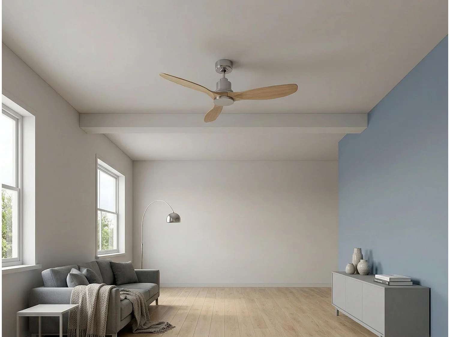 Ventilateur de plafond Réversible  Thermostat Wifi Moteur à courant continu Toits en pente Télécommande Hypersilence Mémoire
