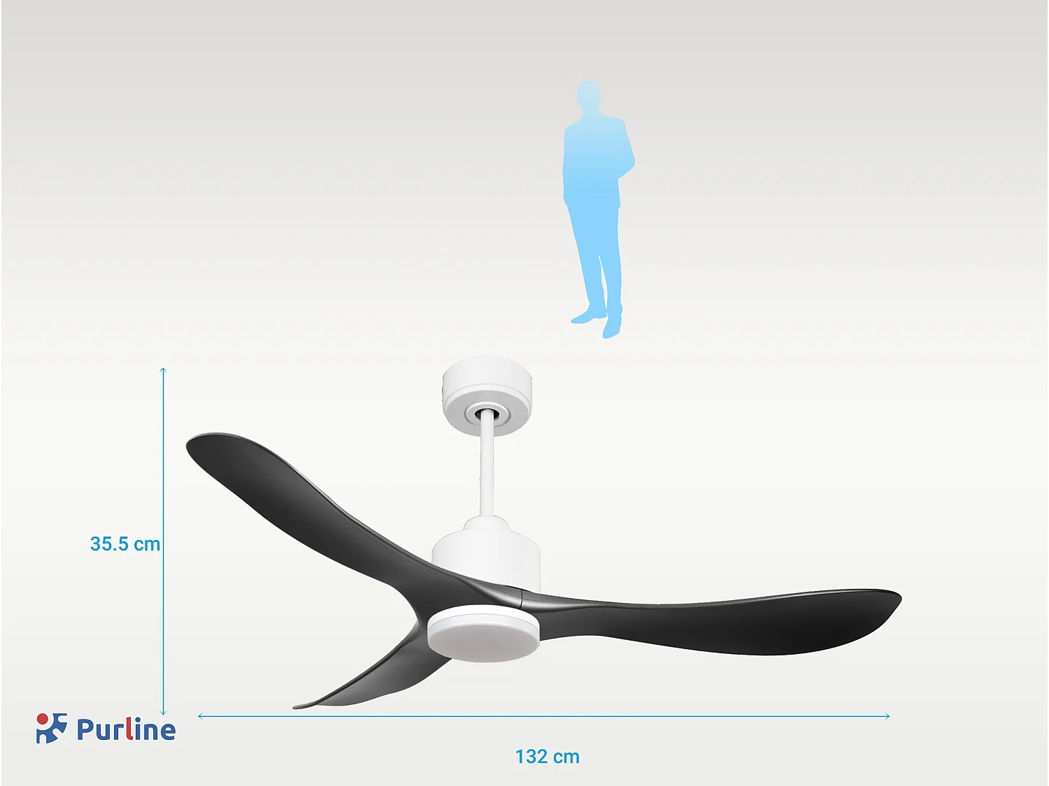 Ventilateur de plafond Réversible  Thermostat Dimmable Wifi Moteur à courant continu Toits en pente Télécommande Lumière à trois tons Hypersilence Mémoire