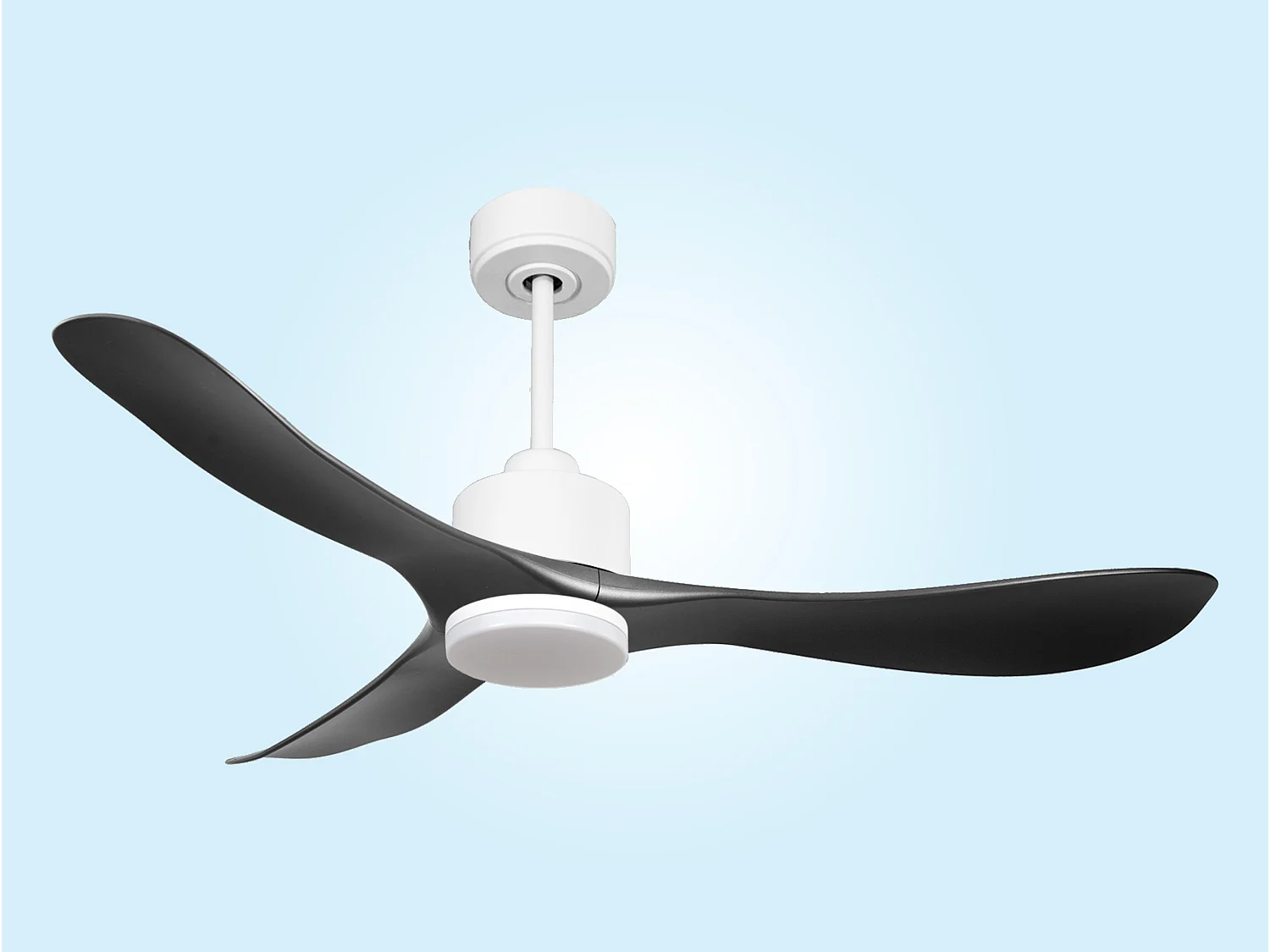 Ventilateur de plafond Réversible  Thermostat Dimmable Wifi Moteur à courant continu Toits en pente Télécommande Lumière à trois tons Hypersilence Mémoire