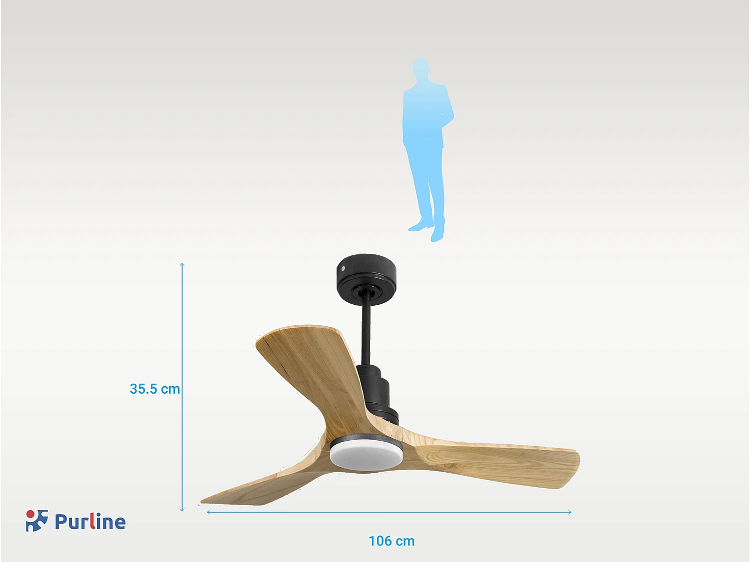 Ventilateur de plafond Réversible  Thermostat Dimmable Wifi Moteur à courant continu Toits en pente Télécommande Lumière à trois tons Hypersilence Mémoire
