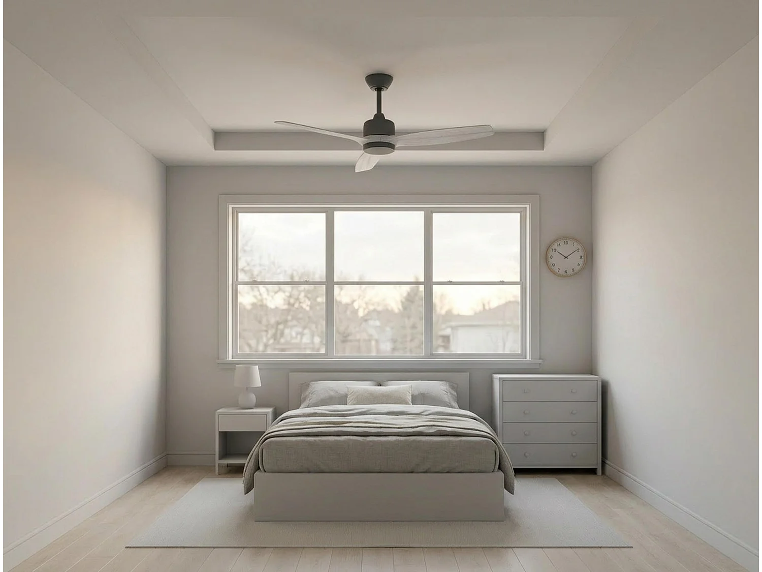 Ventilateur de plafond Réversible  Thermostat Wifi Moteur à courant continu Toits en pente Télécommande Hypersilence Mémoire