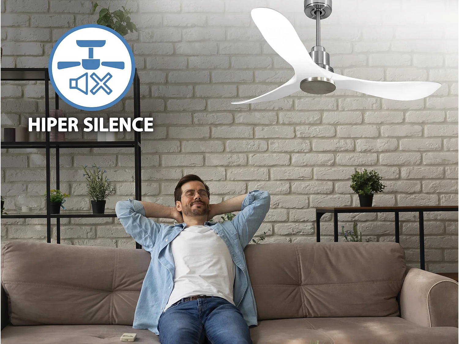 Ventilateur de plafond Réversible  Thermostat Wifi Moteur à courant continu Toits en pente Télécommande Hypersilence Mémoire Shopify Vendible (AUTOMATIQUE)