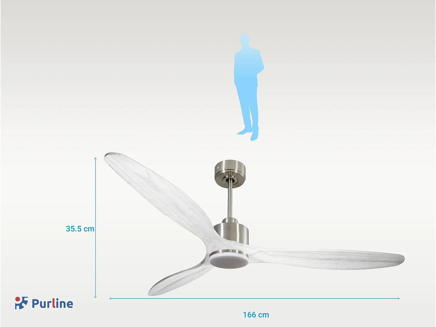 Ventilateur de plafond Réversible  Thermostat Dimmable Wifi Moteur à courant continu Toits en pente Télécommande Lumière à trois tons Hypersilence Mémoire