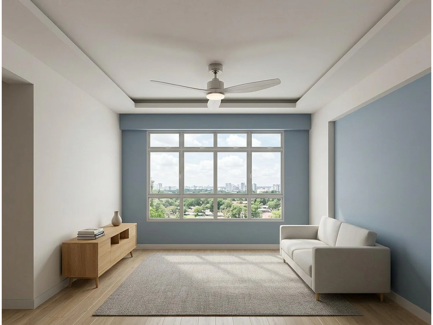 Ventilateur de plafond Réversible  Thermostat Dimmable Wifi Moteur à courant continu Toits en pente Télécommande Lumière à trois tons Hypersilence Mémoire