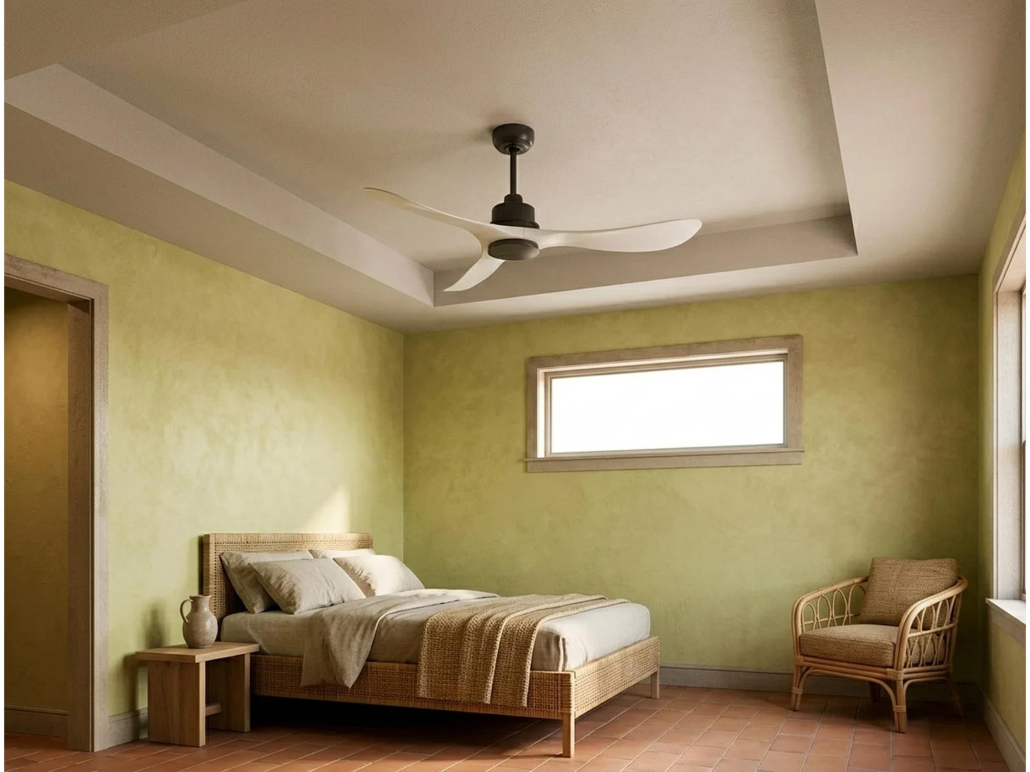 Ventilateur de plafond Réversible  Thermostat Wifi Moteur à courant continu Toits en pente Télécommande Hypersilence Mémoire Shopify Vendible (AUTOMATIQUE)