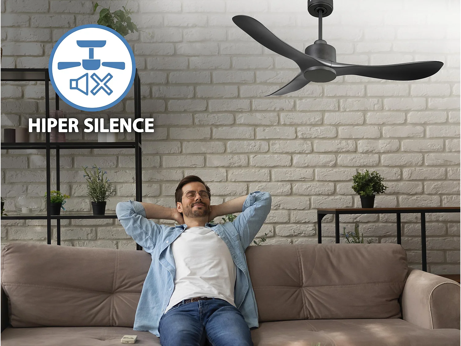 Ventilateur de plafond Réversible  Thermostat Wifi Moteur à courant continu Toits en pente Télécommande Hypersilence Mémoire