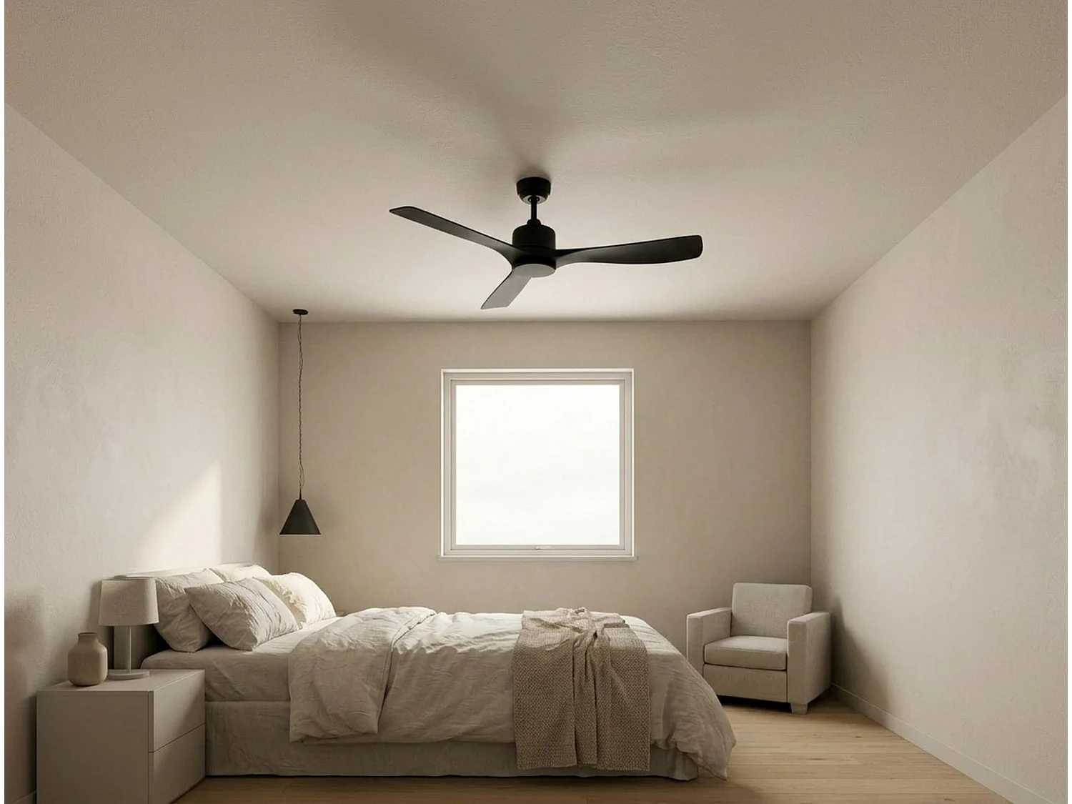 Ventilateur de plafond Réversible  Thermostat Wifi Moteur à courant continu Toits en pente Télécommande Hypersilence Mémoire