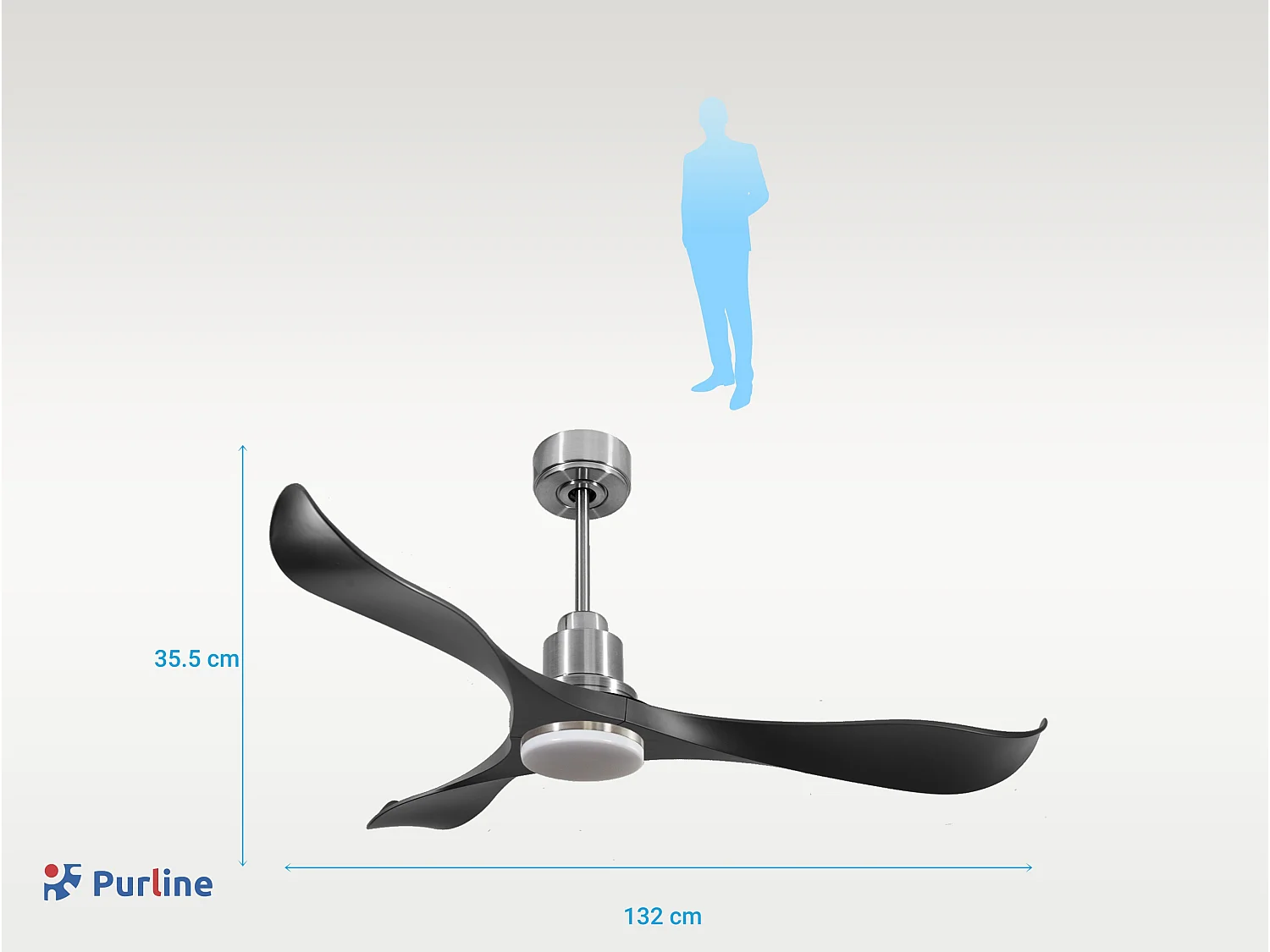 Ventilateur de plafond Réversible  Thermostat Dimmable Wifi Moteur à courant continu Toits en pente Télécommande Lumière à trois tons Adaptateur 2/3 Lames