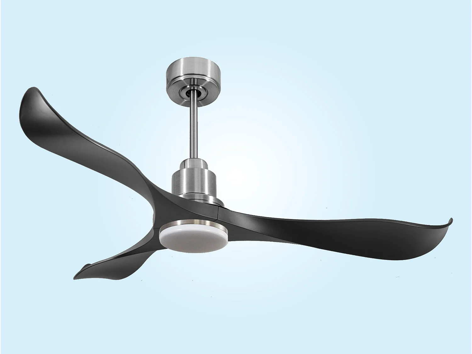 Ventilateur de plafond Réversible  Thermostat Dimmable Wifi Moteur à courant continu Toits en pente Télécommande Lumière à trois tons Adaptateur 2/3 Lames