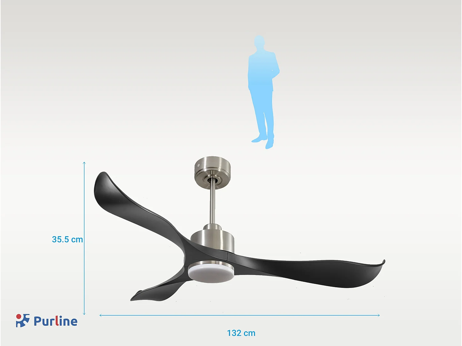 Ventilateur de plafond Réversible  Thermostat Dimmable Wifi Moteur à courant continu Toits en pente Télécommande Lumière à trois tons Adaptateur 2/3 Lames