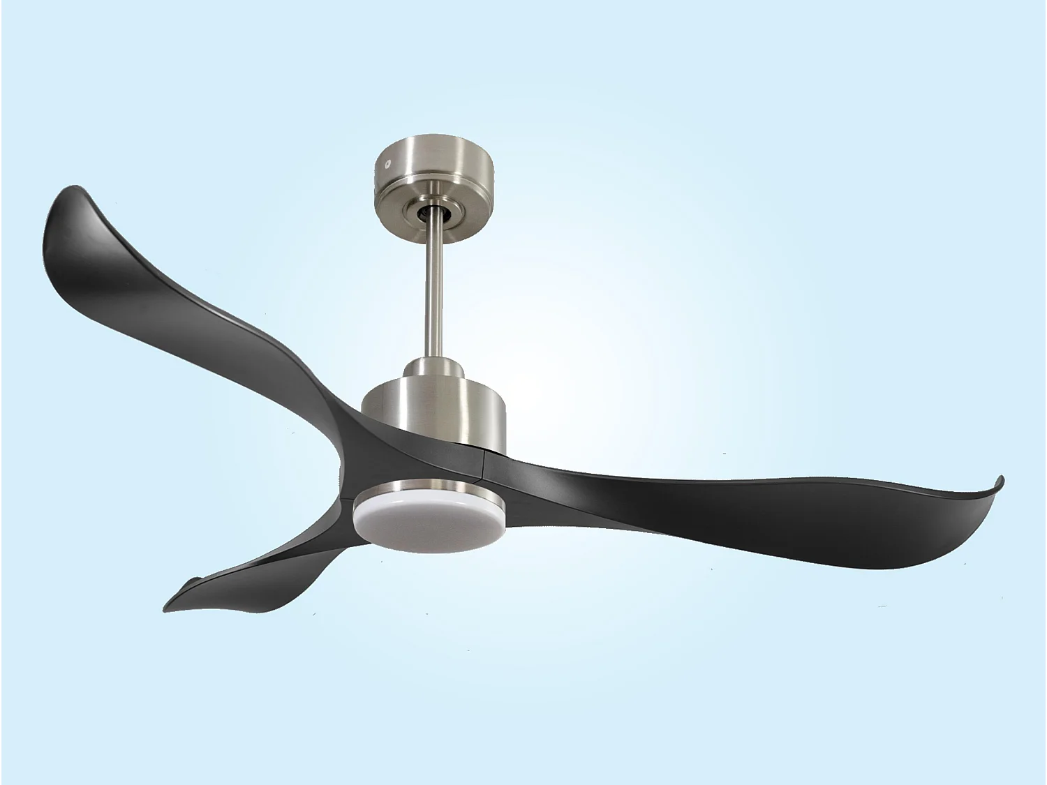 Ventilateur de plafond Réversible  Thermostat Dimmable Wifi Moteur à courant continu Toits en pente Télécommande Lumière à trois tons Adaptateur 2/3 Lames