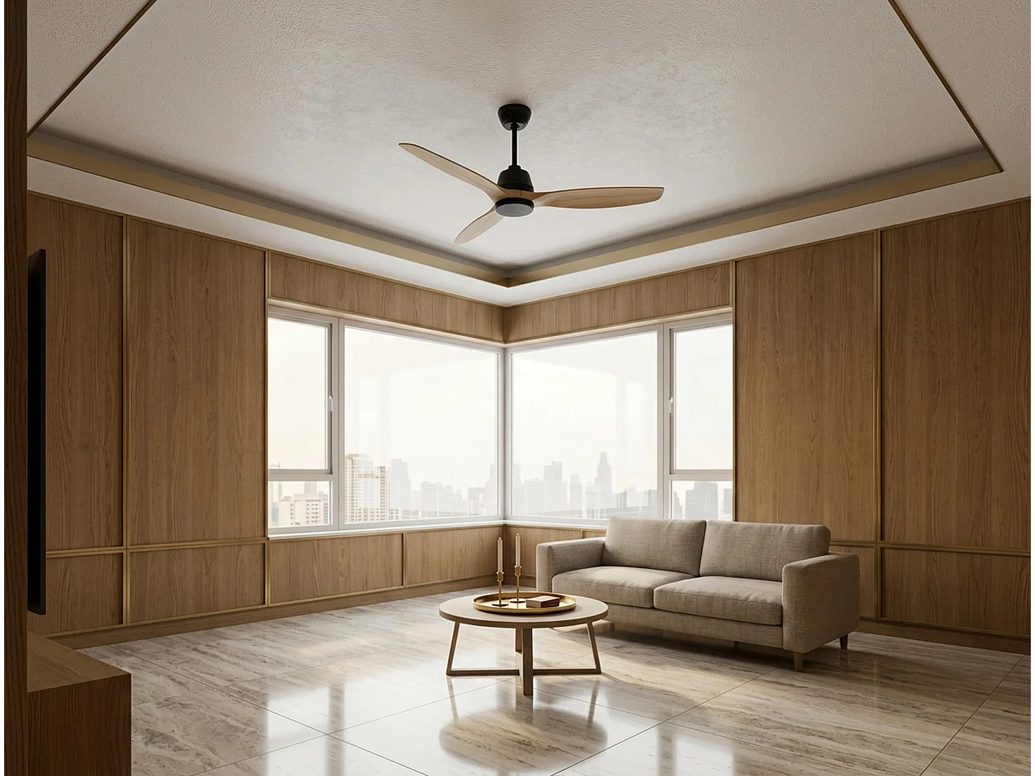 Ventilateur de plafond Réversible  Thermostat Wifi Moteur à courant continu Toits en pente Télécommande Hypersilence Mémoire Shopify Vendible (AUTOMATIQUE)