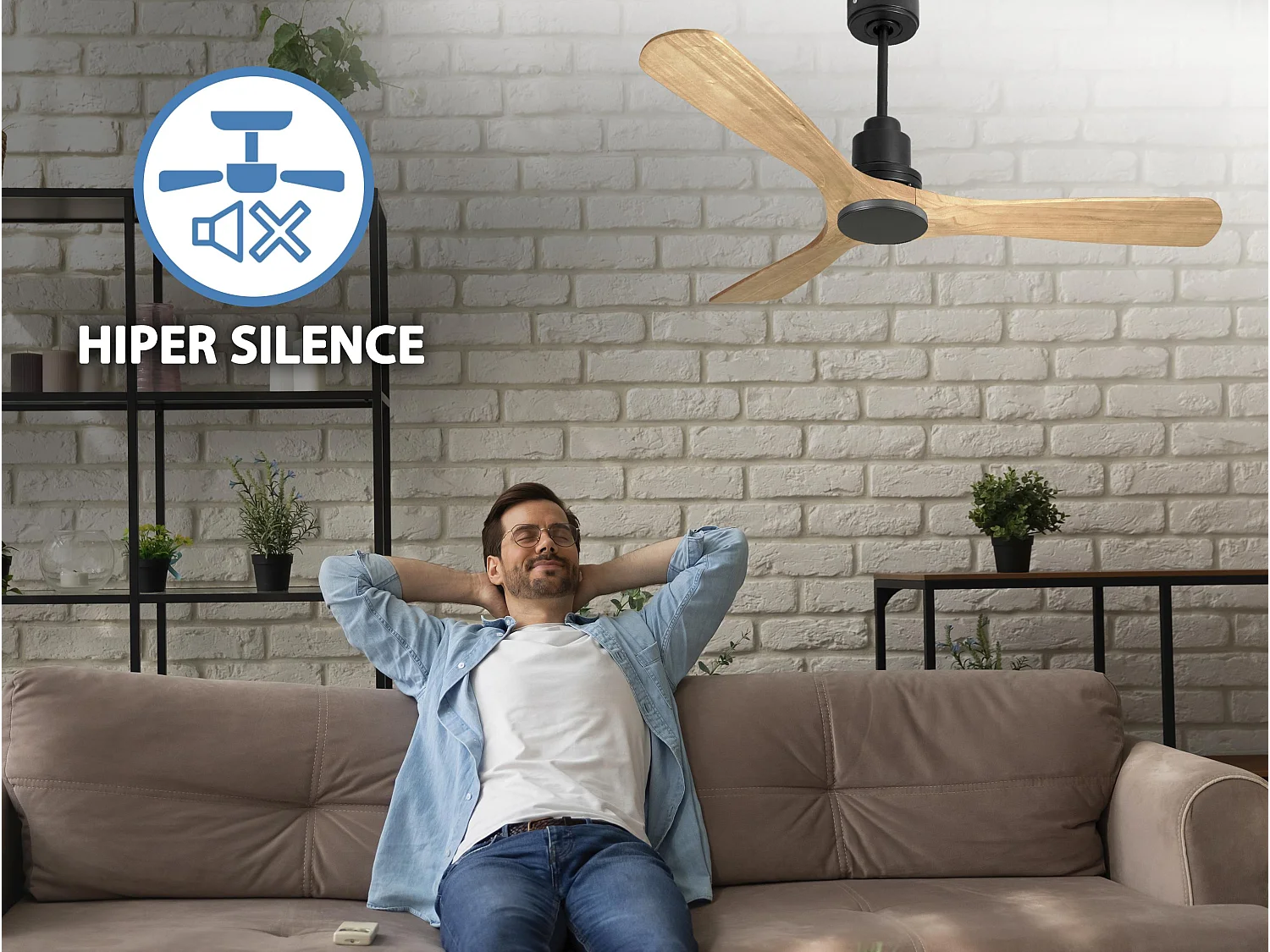 Ventilateur de plafond Réversible  Thermostat Wifi Moteur à courant continu Toits en pente Télécommande Hypersilence Mémoire Shopify Vendible (AUTOMATIQUE)