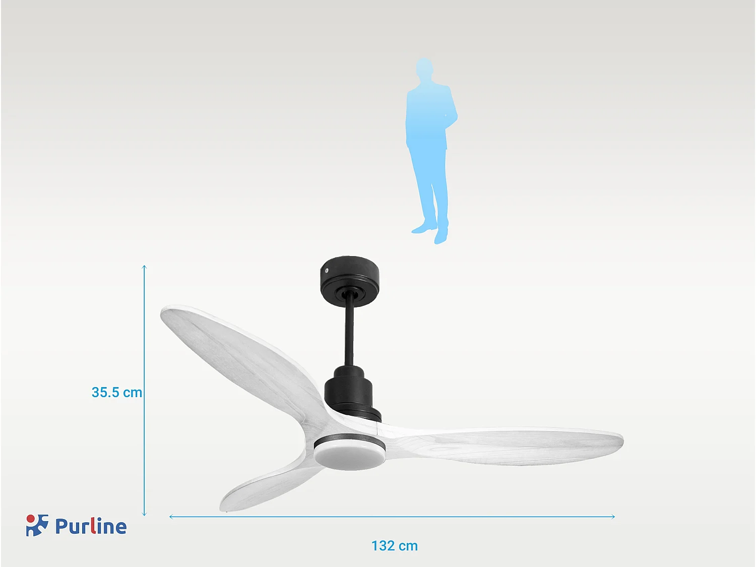 Ventilateur de plafond Réversible  Thermostat Dimmable Wifi Moteur à courant continu Toits en pente Télécommande Lumière à trois tons Hypersilence Mémoire