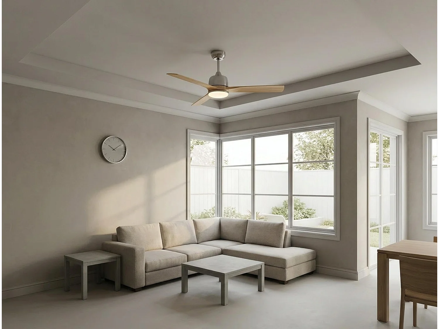 Ventilateur de plafond Réversible  Thermostat Dimmable Wifi Moteur à courant continu Toits en pente Télécommande Lumière à trois tons Hypersilence Mémoire