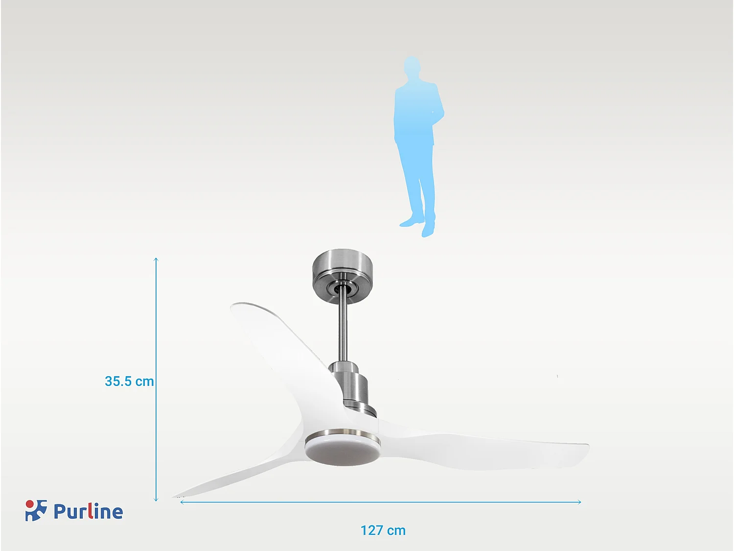Ventilateur de plafond Réversible  Thermostat Dimmable Wifi Moteur à courant continu Toits en pente Télécommande Lumière à trois tons Adaptateur 2/3 Lames