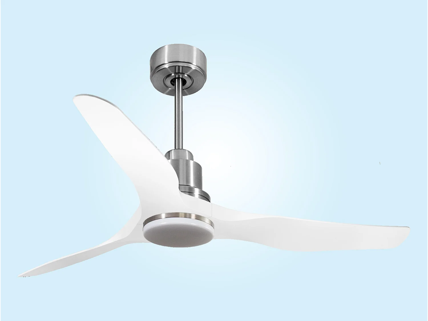 Ventilateur de plafond Réversible  Thermostat Dimmable Wifi Moteur à courant continu Toits en pente Télécommande Lumière à trois tons Adaptateur 2/3 Lames