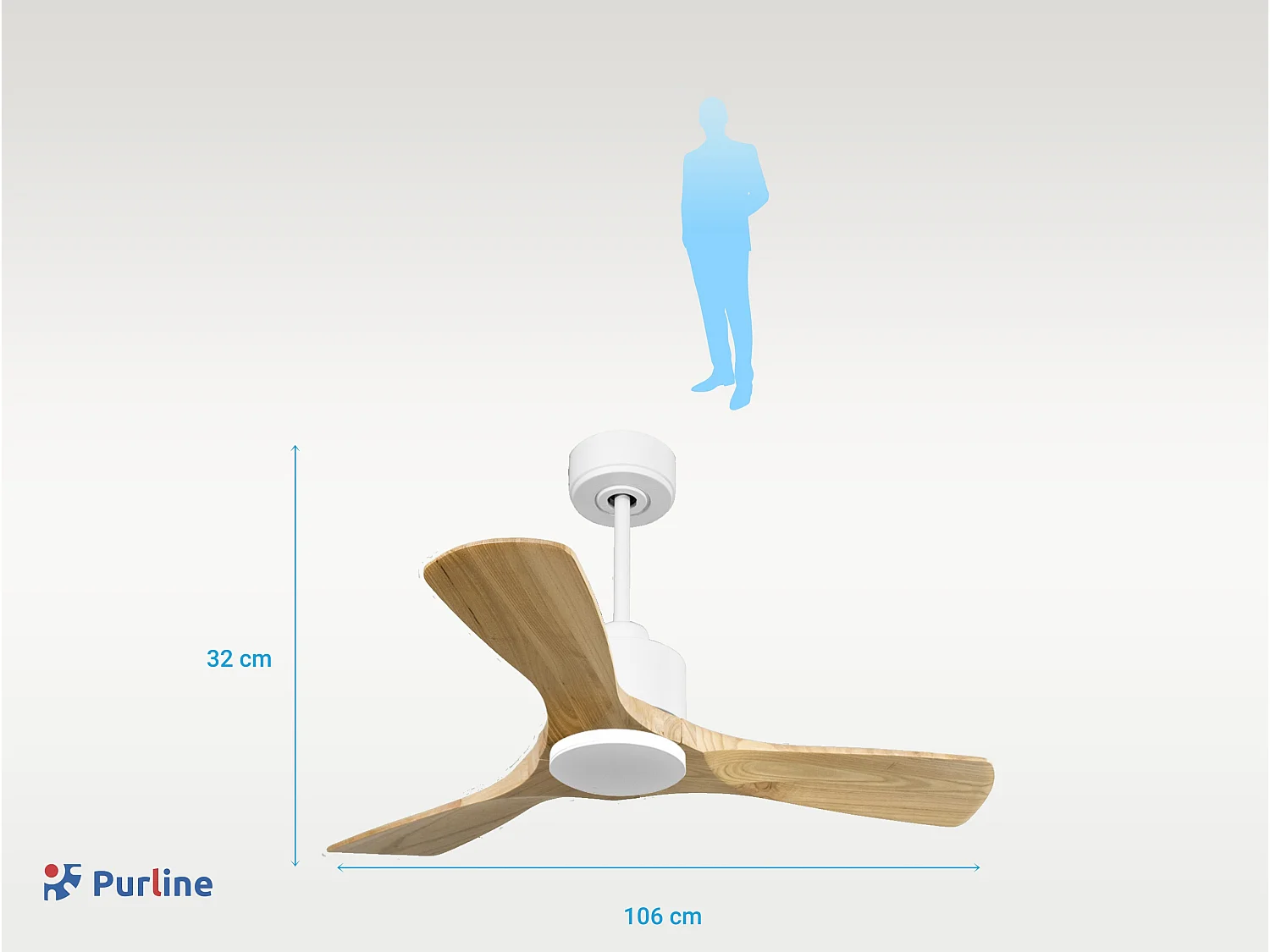Ventilateur de plafond Réversible  Thermostat Wifi Moteur à courant continu Toits en pente Télécommande Hypersilence Mémoire