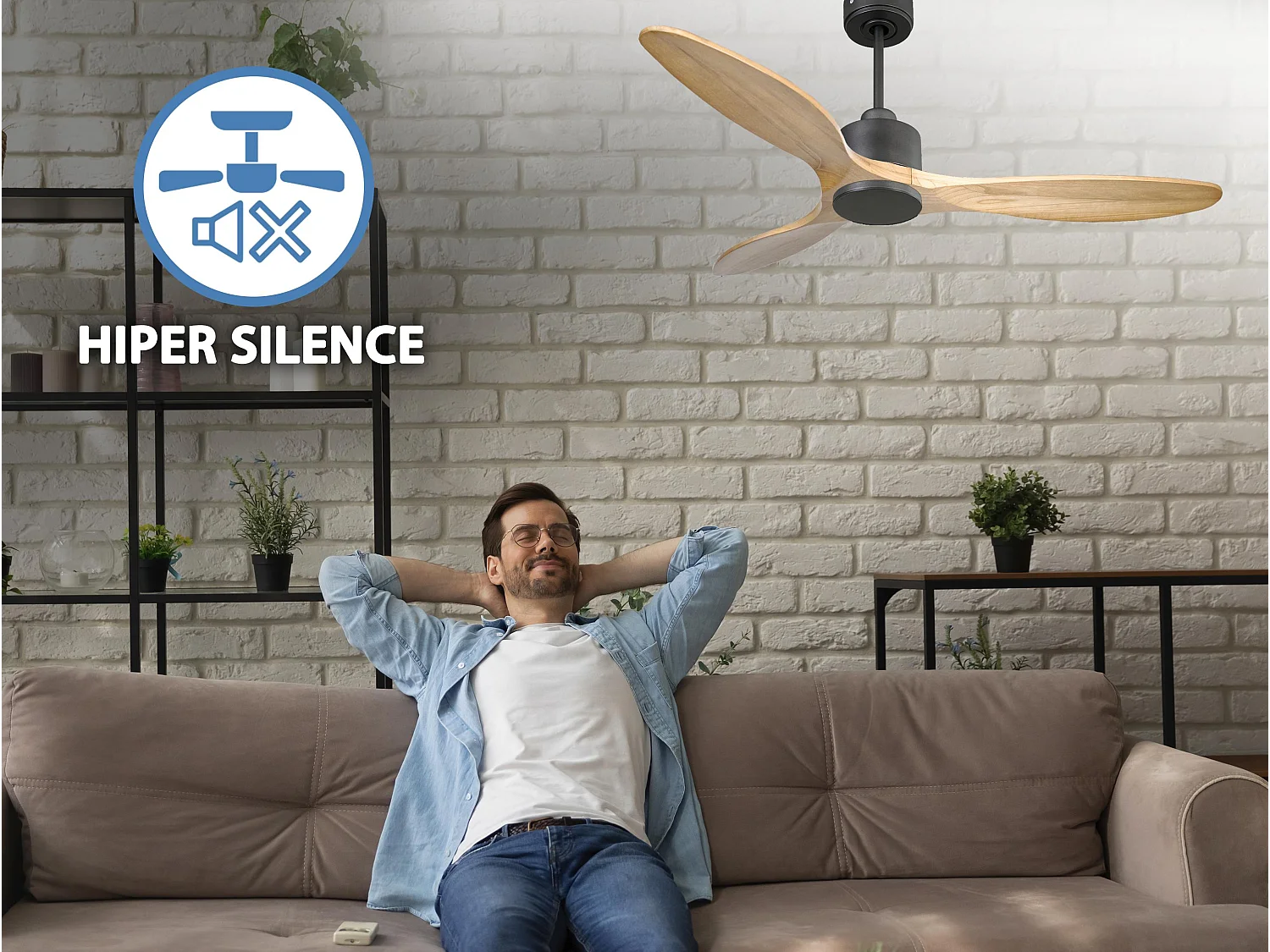 Ventilateur de plafond Réversible  Thermostat Wifi Moteur à courant continu Toits en pente Télécommande Hypersilence Mémoire