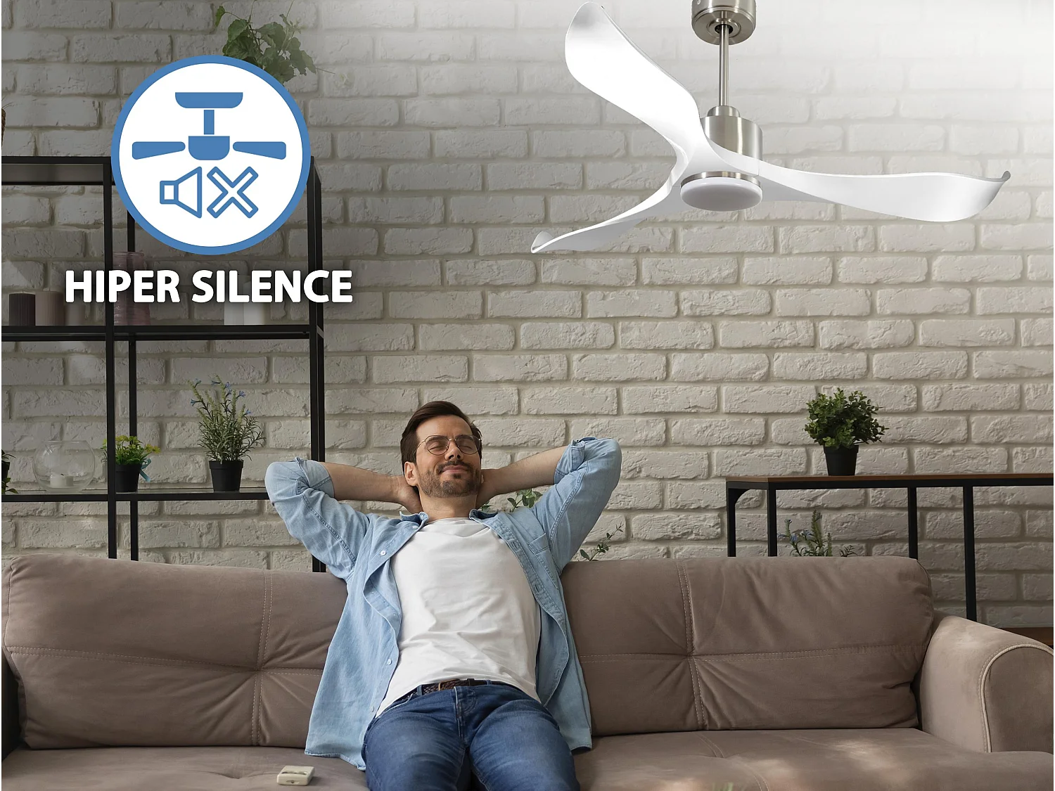 Ventilateur de plafond Réversible  Thermostat Dimmable Wifi Moteur à courant continu Toits en pente Télécommande Lumière à trois tons Adaptateur 2/3 Lames
