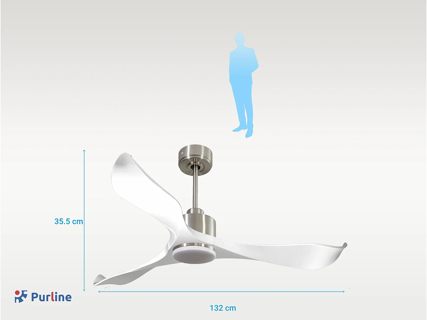 Ventilateur de plafond Réversible  Thermostat Dimmable Wifi Moteur à courant continu Toits en pente Télécommande Lumière à trois tons Adaptateur 2/3 Lames
