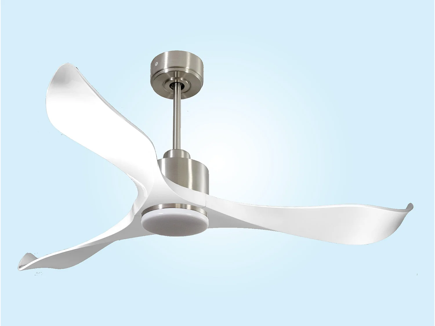 Ventilateur de plafond Réversible  Thermostat Dimmable Wifi Moteur à courant continu Toits en pente Télécommande Lumière à trois tons Adaptateur 2/3 Lames