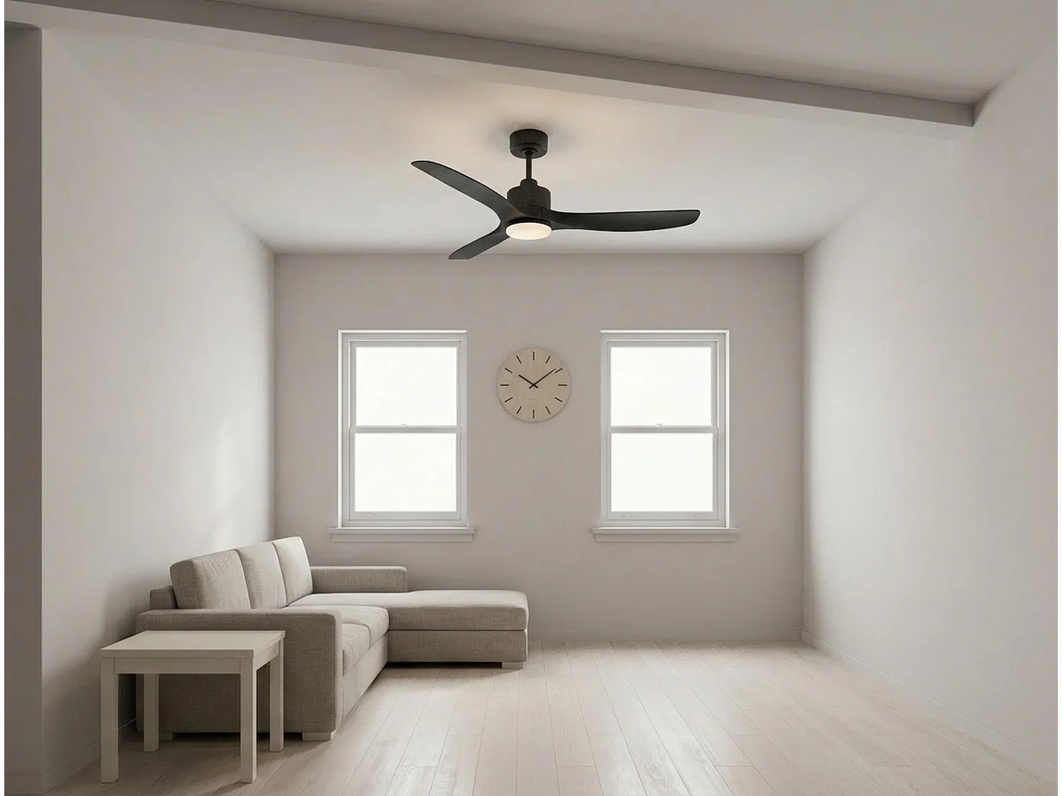 Ventilateur de plafond Réversible  Thermostat Dimmable Wifi Moteur à courant continu Toits en pente Télécommande Lumière à trois tons Adaptateur 2/3 Lames
