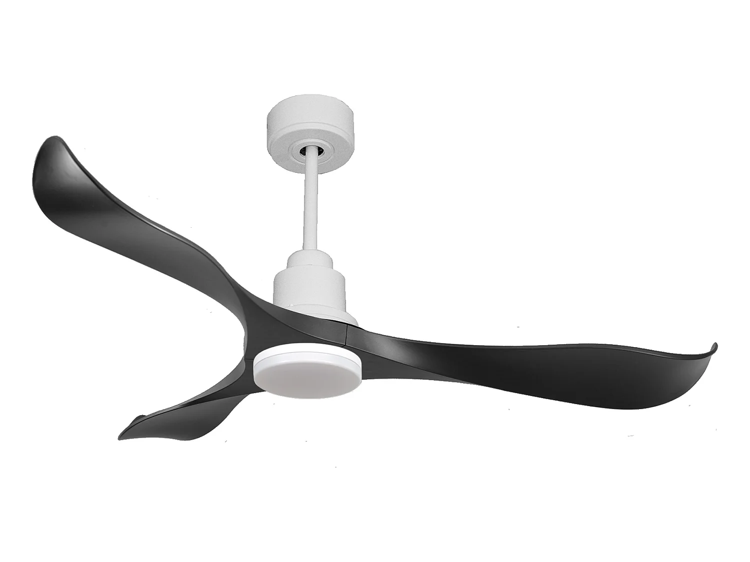 Ventilateur de plafond Réversible  Thermostat Dimmable Wifi Moteur à courant continu Toits en pente Télécommande Lumière à trois tons Adaptateur 2/3 Lames