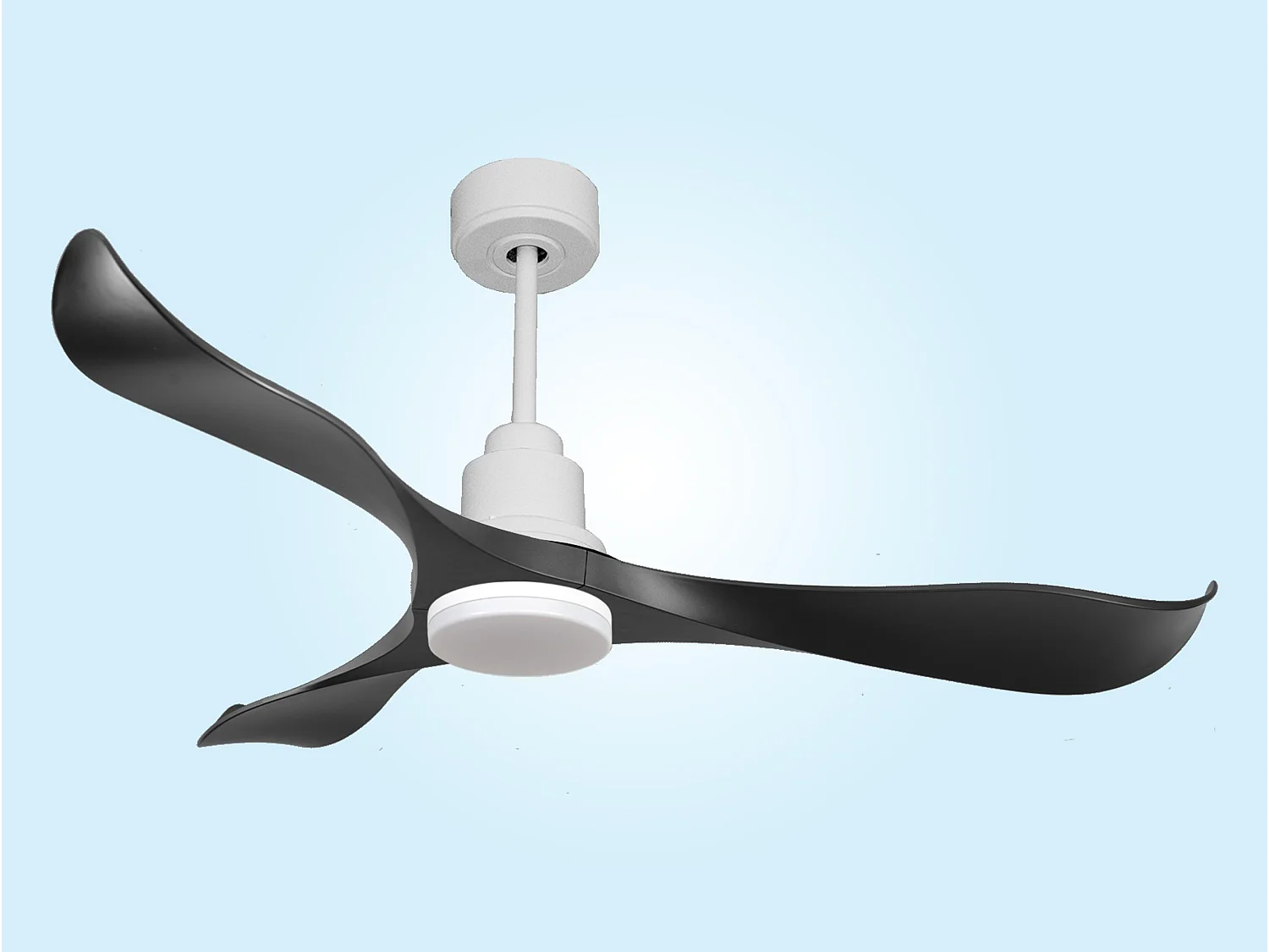 Ventilateur de plafond Réversible  Thermostat Dimmable Wifi Moteur à courant continu Toits en pente Télécommande Lumière à trois tons Adaptateur 2/3 Lames