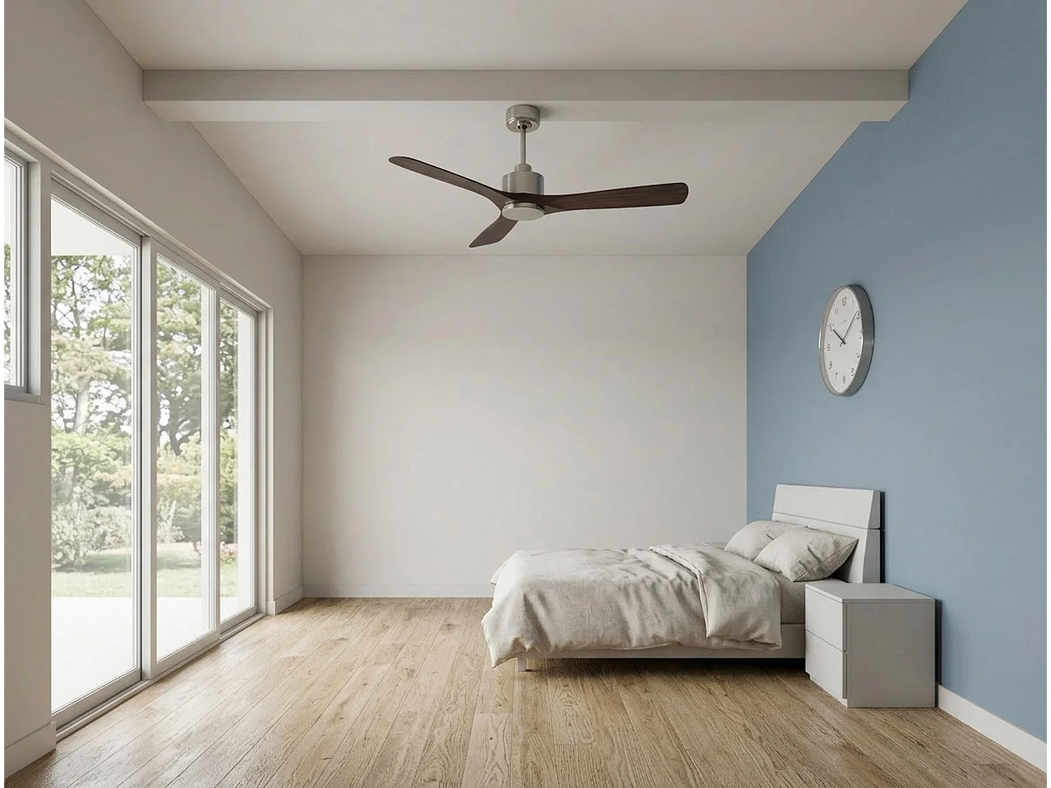 Ventilateur de plafond Réversible  Thermostat Wifi Moteur à courant continu Toits en pente Télécommande Hypersilence Mémoire