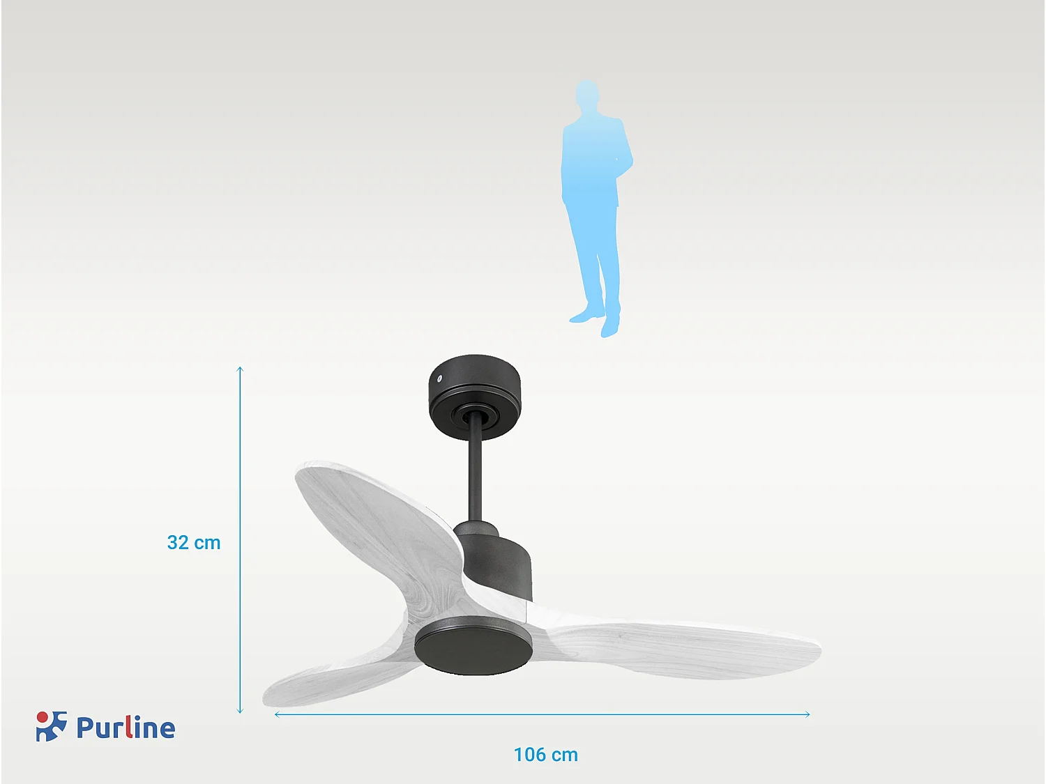 Ventilateur de plafond Réversible  Thermostat Wifi Moteur à courant continu Toits en pente Télécommande Hypersilence Mémoire Shopify Vendible (AUTOMATIQUE)