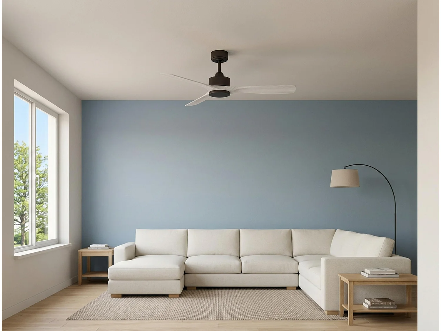 Ventilateur de plafond Réversible  Thermostat Wifi Moteur à courant continu Toits en pente Télécommande Hypersilence Mémoire Shopify Vendible (AUTOMATIQUE)