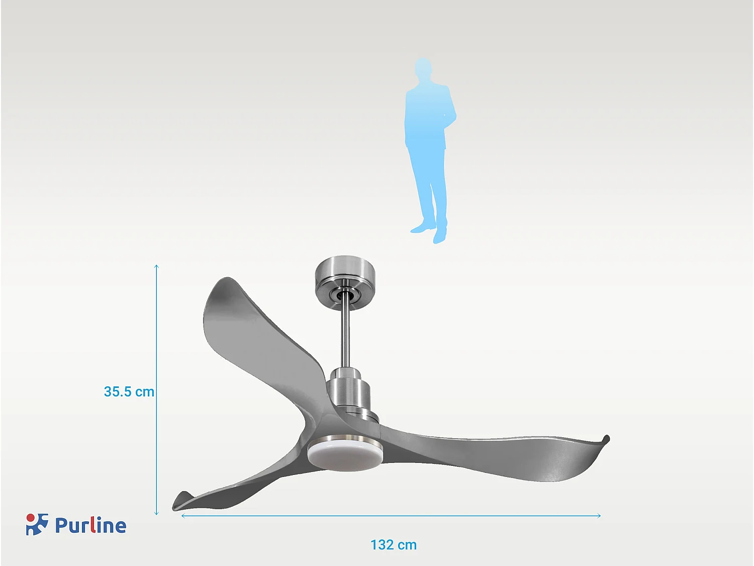 Ventilateur de plafond Réversible  Thermostat Dimmable Wifi Moteur à courant continu Toits en pente Télécommande Lumière à trois tons Hypersilence Mémoire