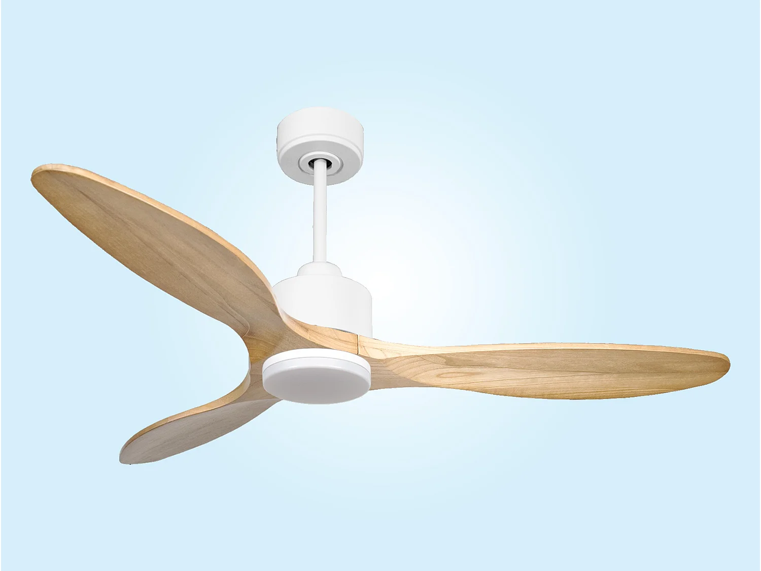 Ventilateur de plafond Réversible  Thermostat Dimmable Wifi Moteur à courant continu Toits en pente Télécommande Lumière à trois tons Hypersilence Mémoire