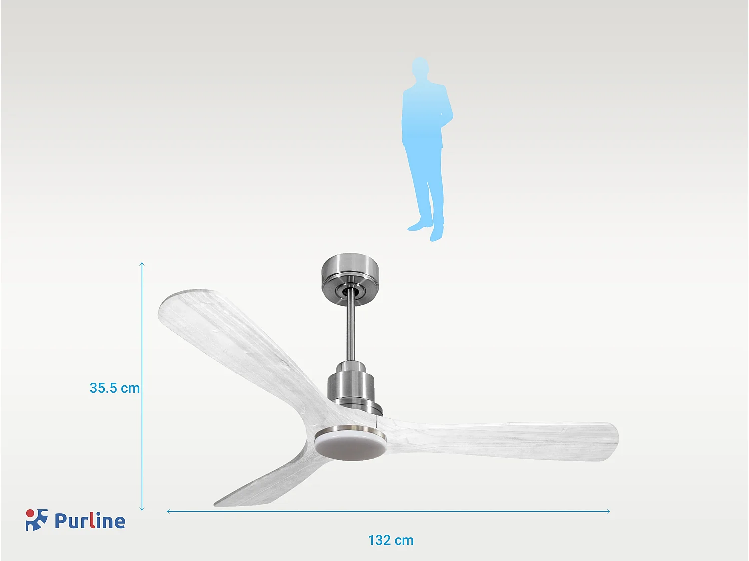 Ventilateur de plafond Réversible  Thermostat Dimmable Wifi Moteur à courant continu Toits en pente Télécommande Lumière à trois tons Hypersilence Mémoire