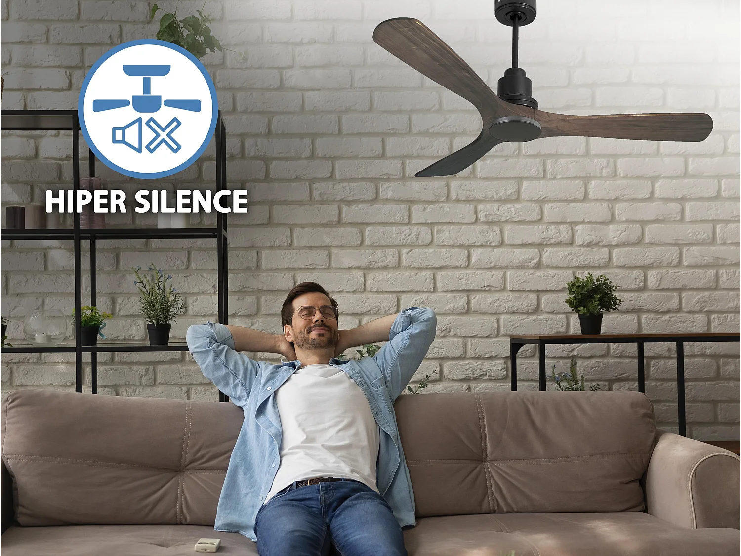 Ventilateur de plafond Réversible  Thermostat Wifi Moteur à courant continu Toits en pente Télécommande Hypersilence Mémoire Shopify Vendible (AUTOMATIQUE)