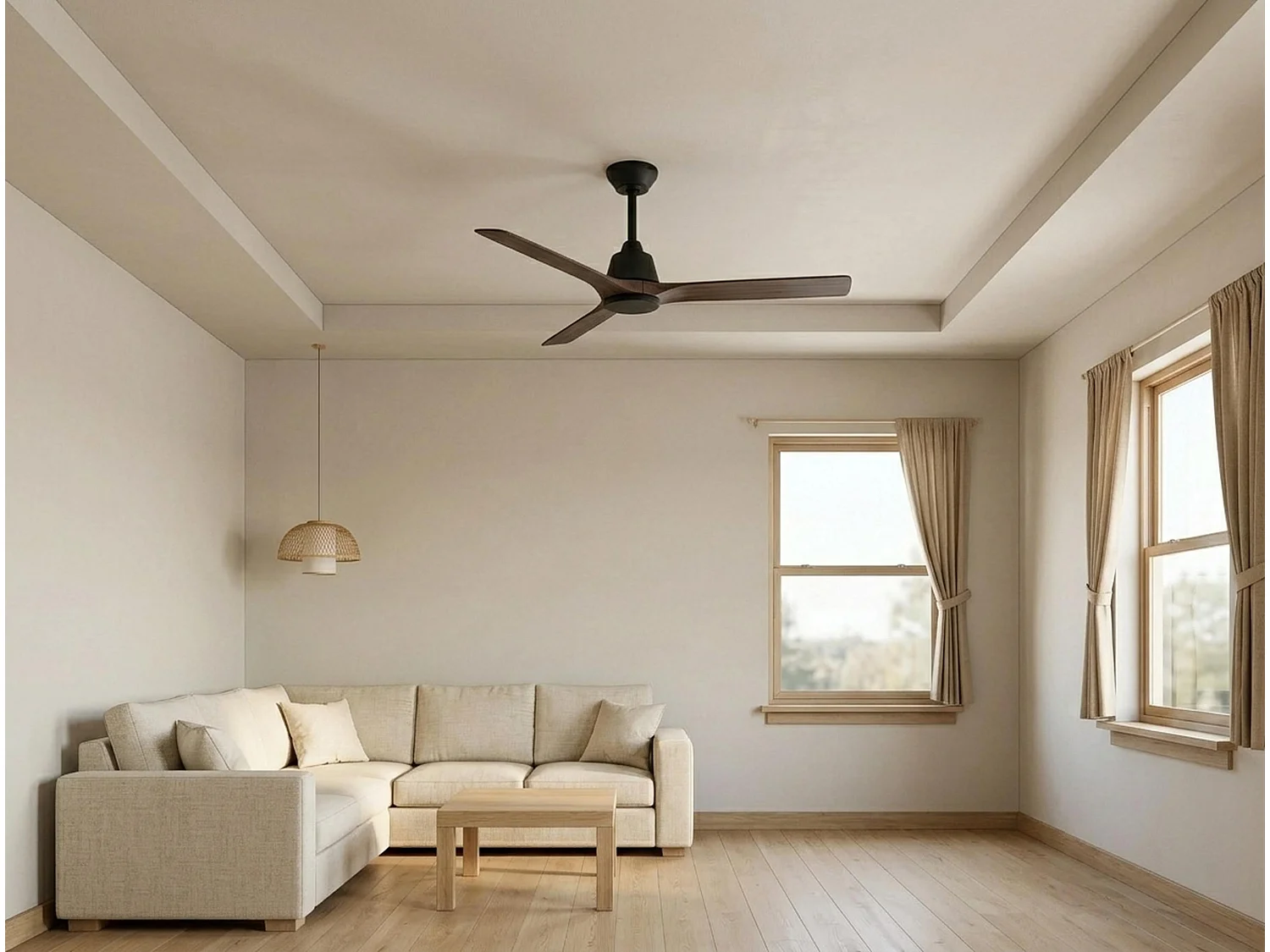 Ventilateur de plafond Réversible  Thermostat Wifi Moteur à courant continu Toits en pente Télécommande Hypersilence Mémoire Shopify Vendible (AUTOMATIQUE)