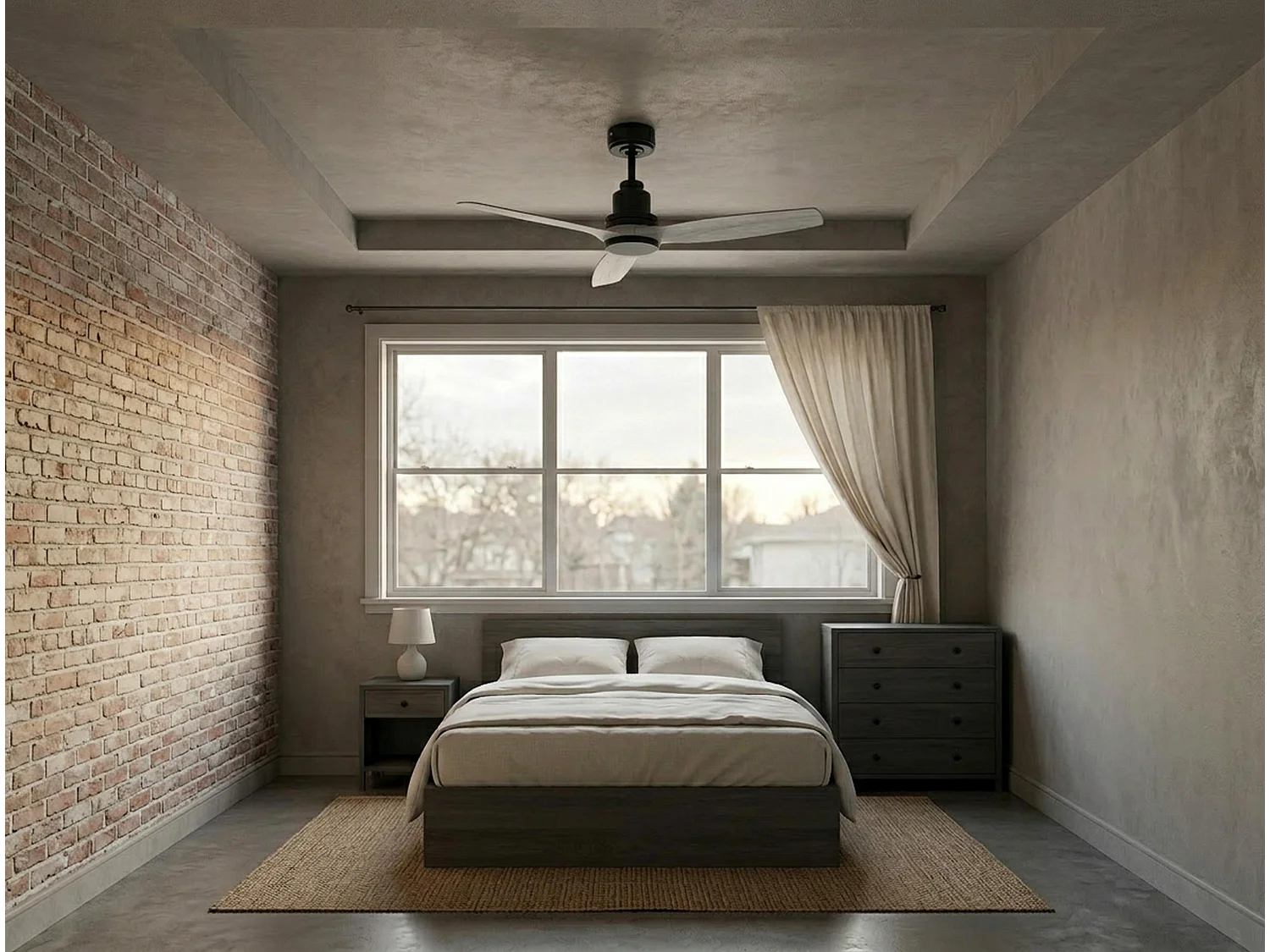 Ventilateur de plafond Réversible  Thermostat Wifi Moteur à courant continu Toits en pente Télécommande Hypersilence Mémoire Shopify Vendible (AUTOMATIQUE)