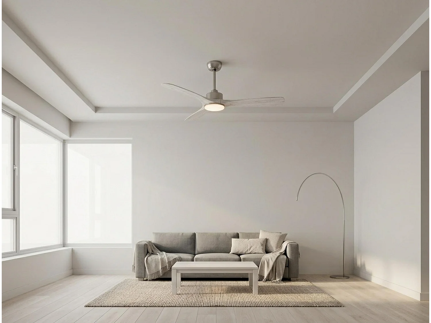 Ventilateur de plafond Réversible  Thermostat Dimmable Wifi Moteur à courant continu Toits en pente Télécommande Lumière à trois tons Hypersilence Mémoire