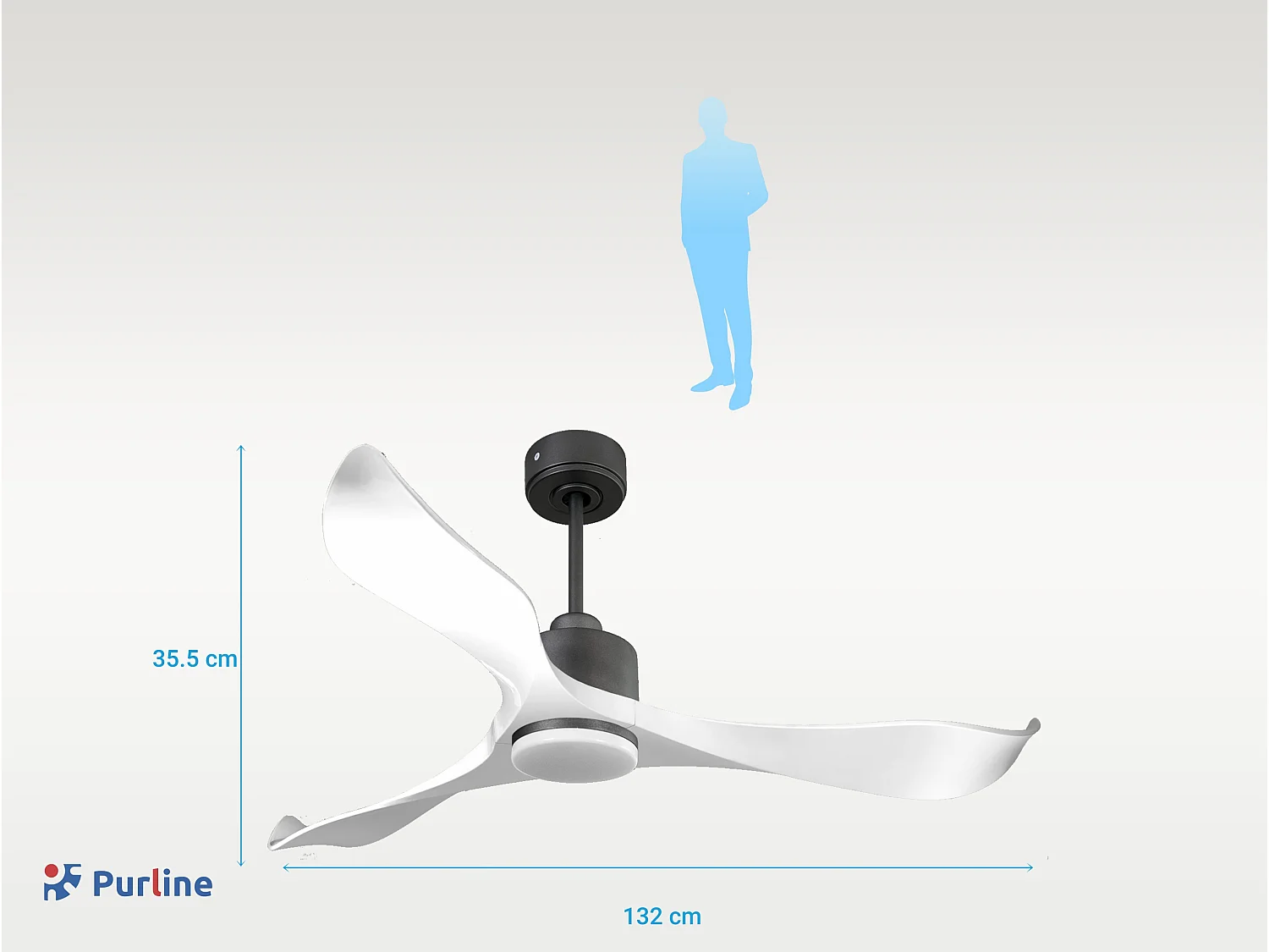 Ventilateur de plafond Réversible  Thermostat Dimmable Wifi Moteur à courant continu Toits en pente Télécommande Lumière à trois tons Adaptateur 2/3 Lames