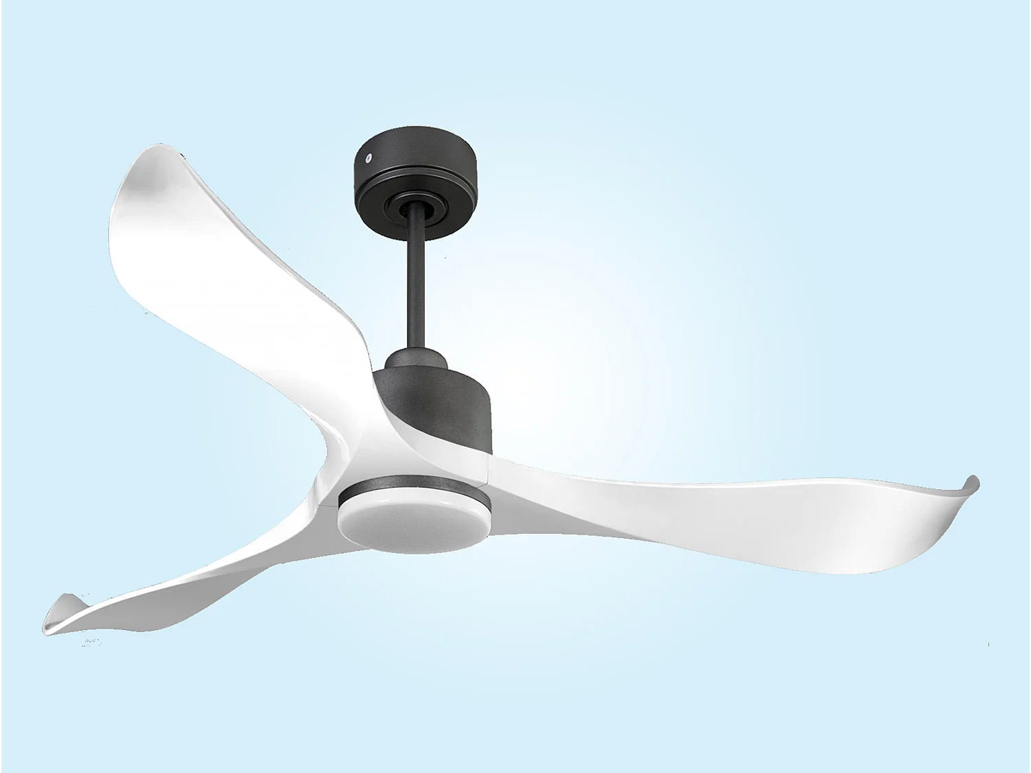 Ventilateur de plafond Réversible  Thermostat Dimmable Wifi Moteur à courant continu Toits en pente Télécommande Lumière à trois tons Adaptateur 2/3 Lames