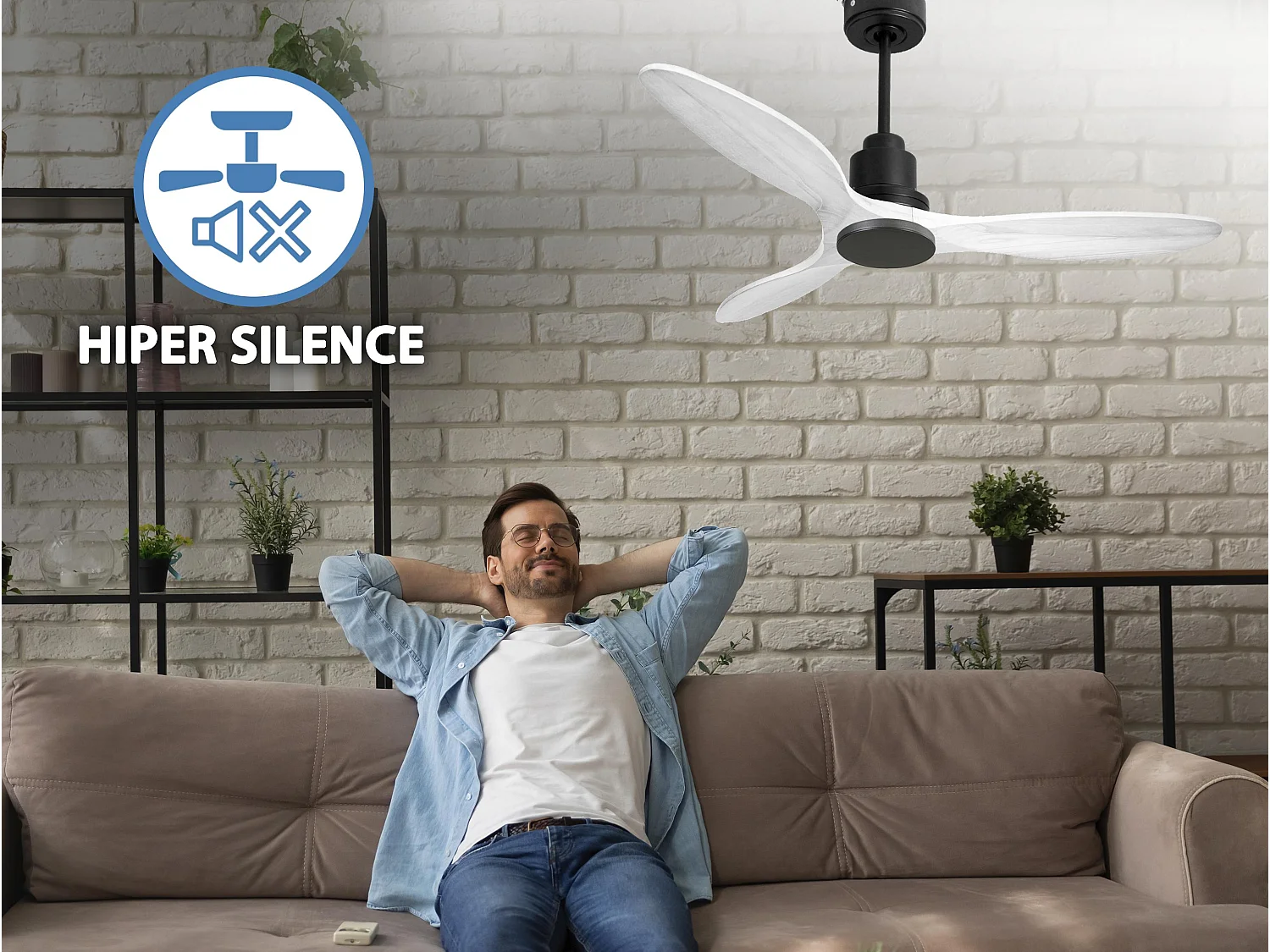Ventilateur de plafond Réversible  Thermostat Wifi Moteur à courant continu Toits en pente Télécommande Hypersilence Mémoire Shopify Vendible (AUTOMATIQUE)