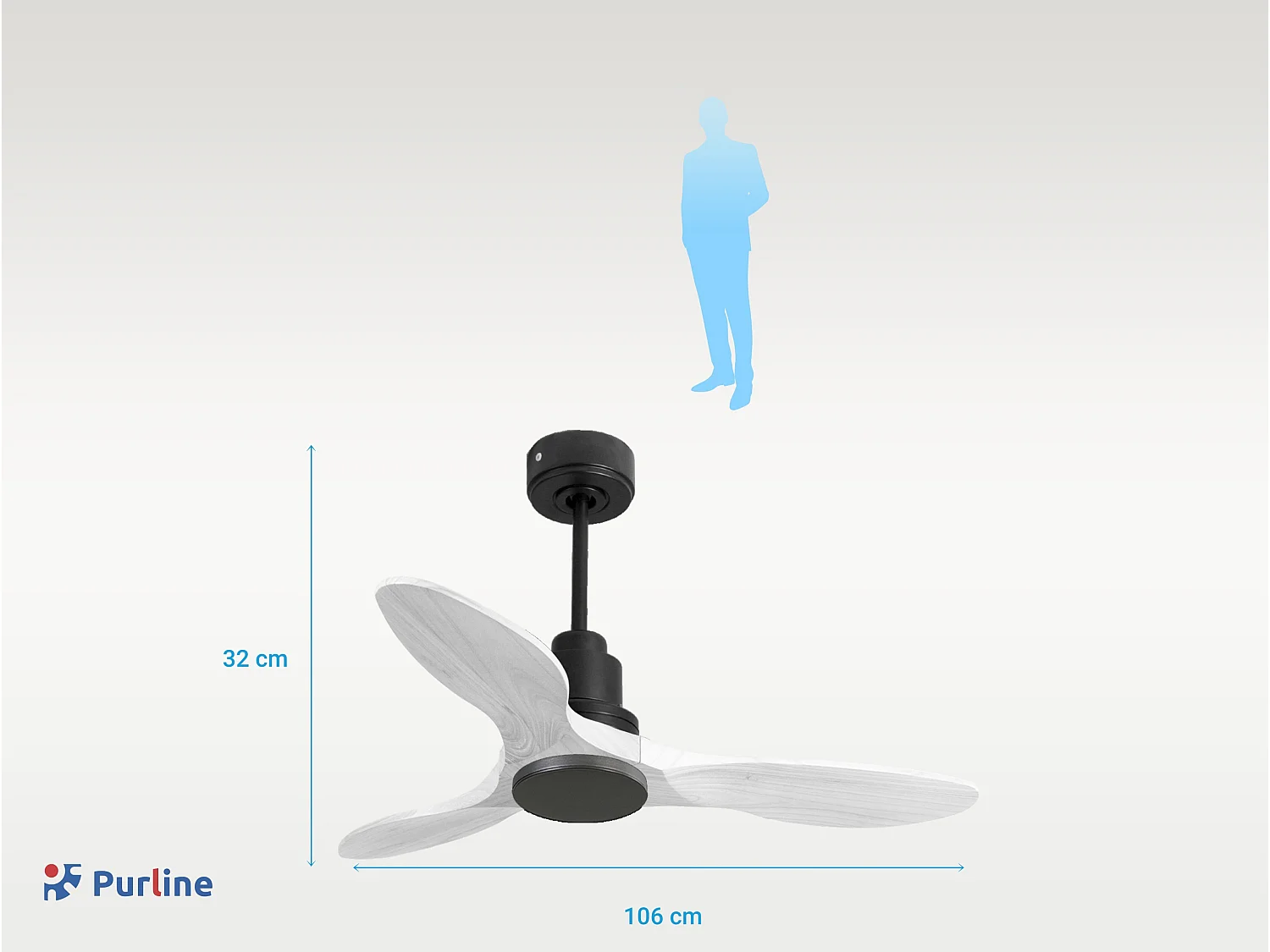 Ventilateur de plafond Réversible  Thermostat Wifi Moteur à courant continu Toits en pente Télécommande Hypersilence Mémoire Shopify Vendible (AUTOMATIQUE)