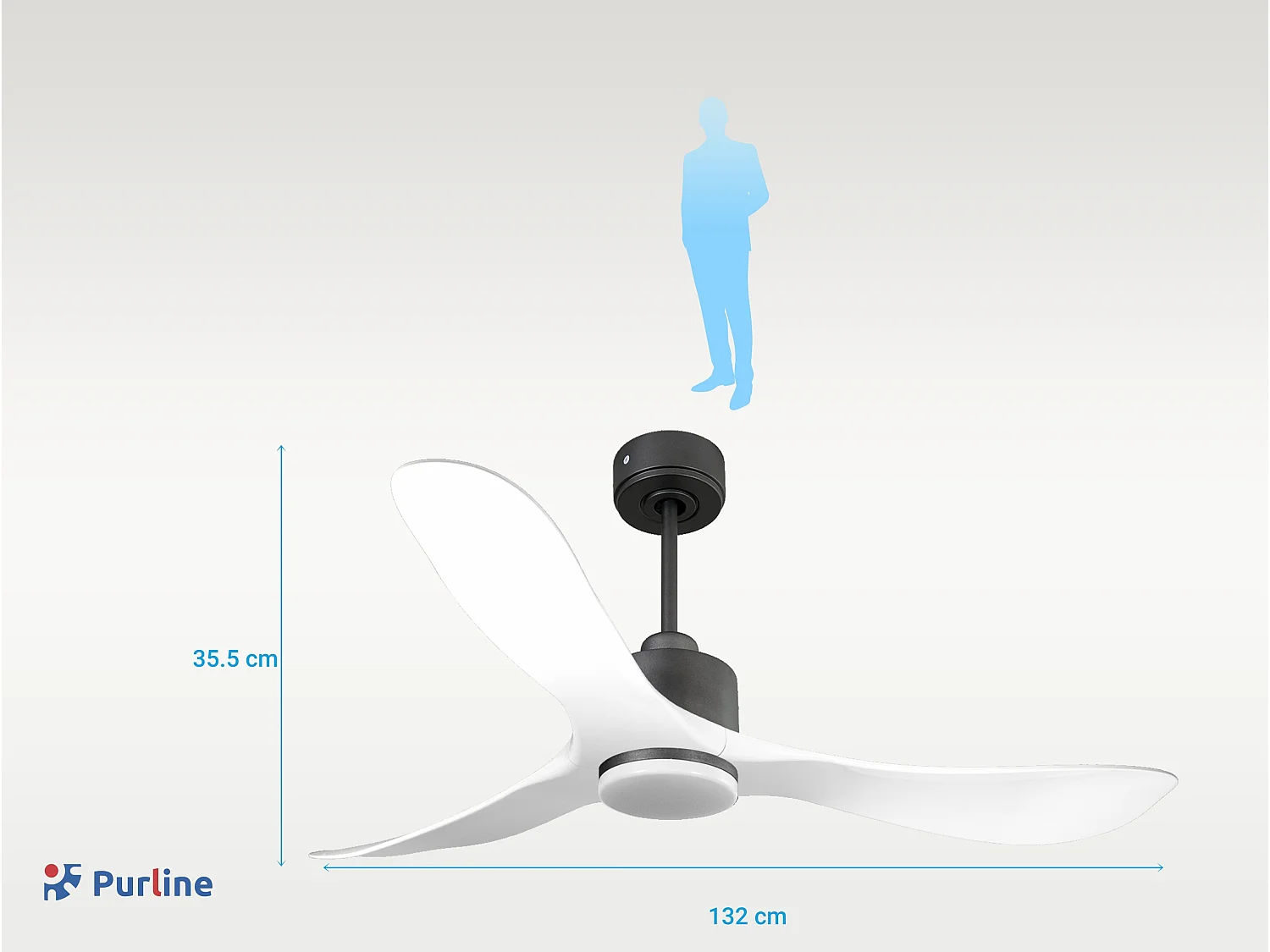 Ventilateur de plafond Réversible  Thermostat Dimmable Wifi Moteur à courant continu Toits en pente Télécommande Lumière à trois tons Hypersilence Mémoire